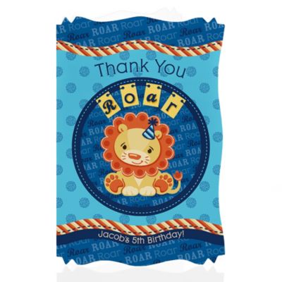 Lion Boy - Personalized Birthday Party Thank You Cards