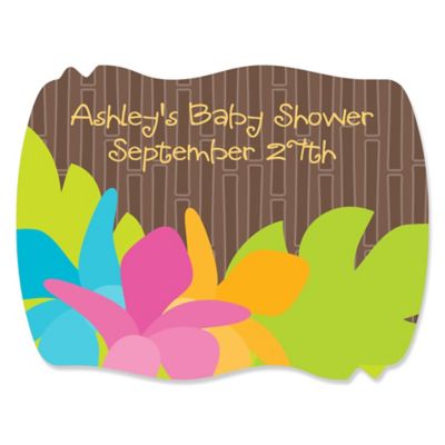 Luau - Personalized Baby Shower Squiggle Stickers - 16 ct