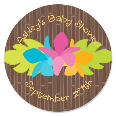 Luau - Personalized Baby Shower Sticker Labels - 24 ct