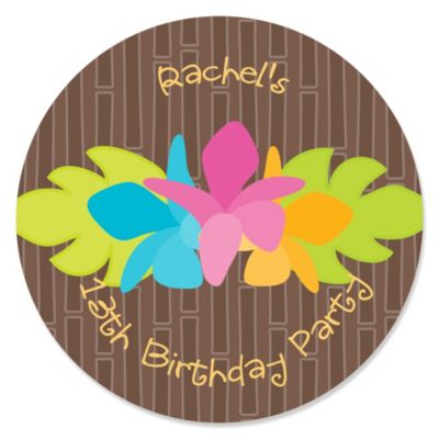 Luau - Personalized Birthday Party Sticker Labels - 24 ct