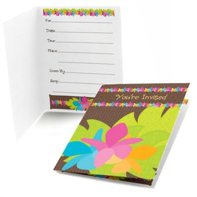 Luau - Bridal Shower Fill In Invitations - 8 ct