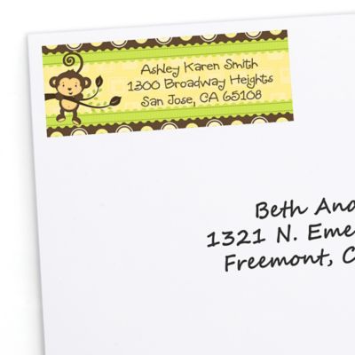 Monkey Neutral - Personalized Baby Shower Return Address Labels - 30 ct