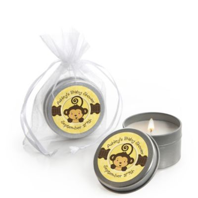 Monkey Neutral - Personalized Baby Shower Candle Tin Favors