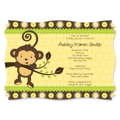 Monkey Neutral - Personalized Baby Shower Invitations
