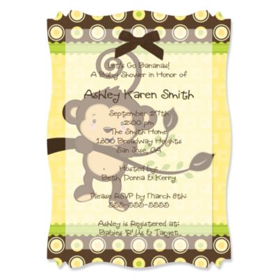 Monkey Neutral - Personalized Baby Shower Vellum Overlay Invitations