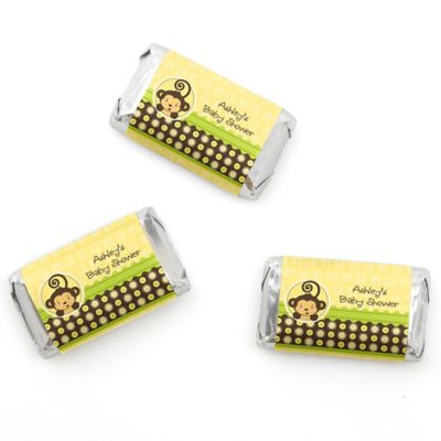Monkey Neutral - Personalized Baby Shower Mini Candy Bar Wrapper Favors - 20 ct