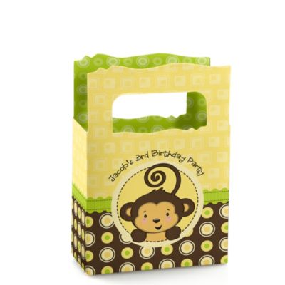 Monkey Neutral - Personalized Birthday Party Mini Favor Boxes