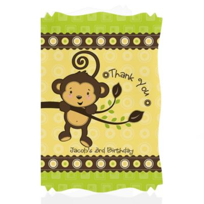 Monkey Neutral - Personalized Birthday Party Thank You Cards