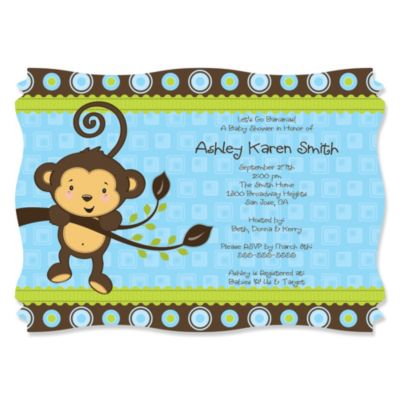 Monkey Boy - Personalized Baby Shower Invitations