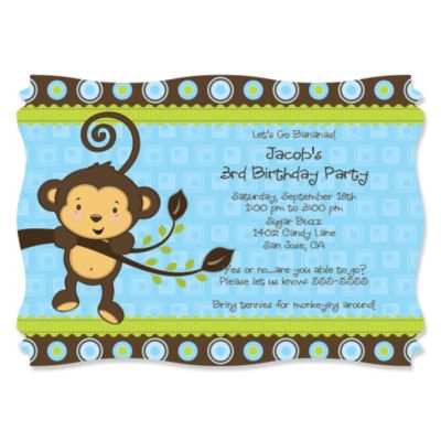 Monkey Boy - Personalized Birthday Party Invitations