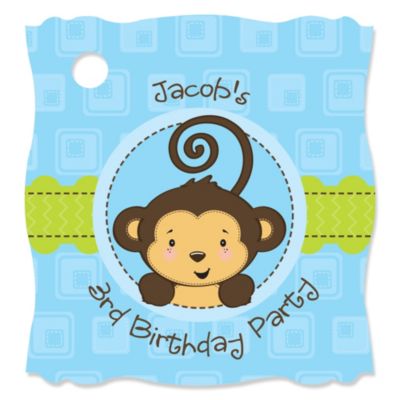 Monkey Boy - Personalized Birthday Party Tags - 20 ct