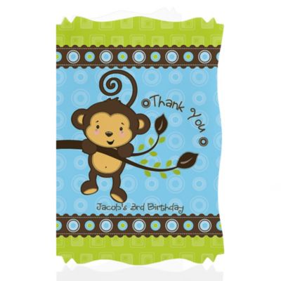 Monkey Boy - Personalized Birthday Party Thank You Cards