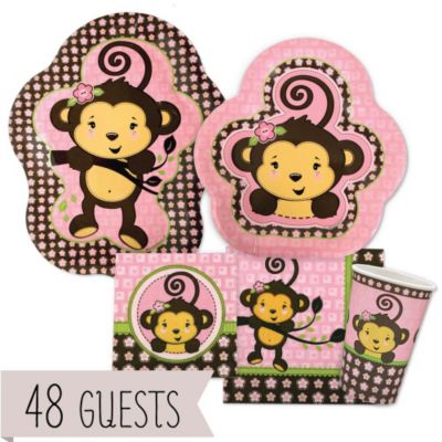 Monkey Girl - Baby Shower 48 Big Dot Bundle