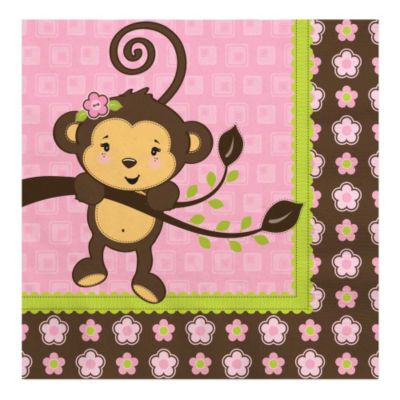 Monkey Girl - Baby Shower Luncheon Napkins - 16 ct