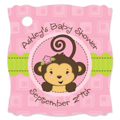 Monkey Girl - Personalized Baby Shower Tags - 20 ct