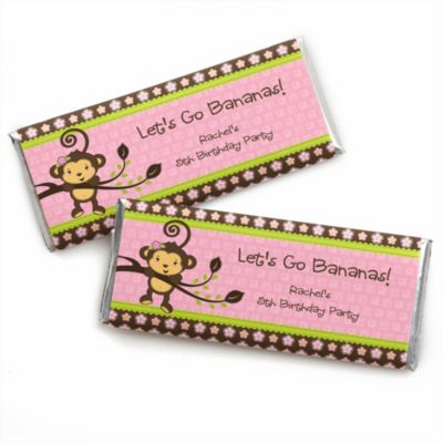 Monkey Girl - Personalized Birthday Party Candy Bar Wrapper Favors