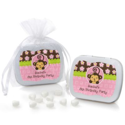 Monkey Girl - Personalized Birthday Party Mint Tin Favors