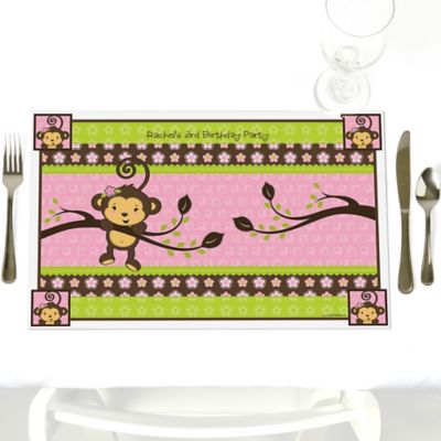 Monkey Girl - Personalized Birthday Party Placemats
