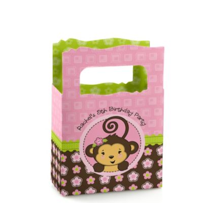 Monkey Girl - Personalized Birthday Party Mini Favor Boxes