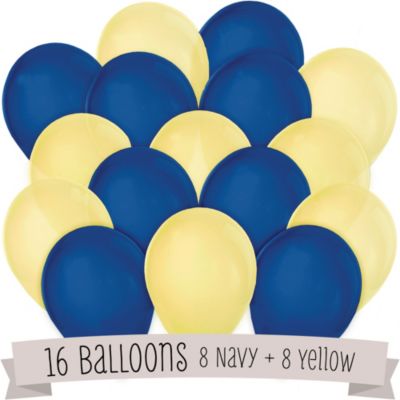 Navy and Yellow - Bridal Shower Latex Balloons - 16 ct