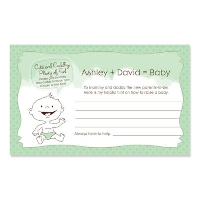 Baby Neutral - Personalized Baby Shower Helpful Hint Advice Cards