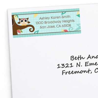 Owl - Look Whooo's Having A Baby - Personalized Baby Shower Return Address Labels - 30 ct