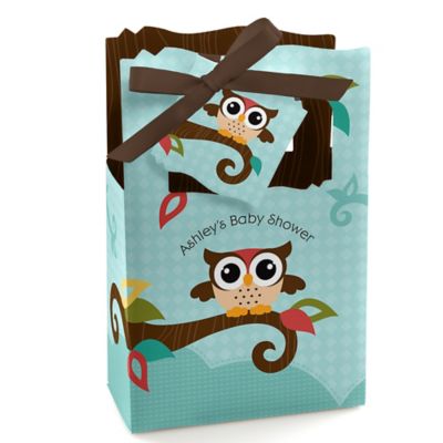 Owl - Look Whooo's Having A Baby - Personalized Baby Shower Favor Boxes