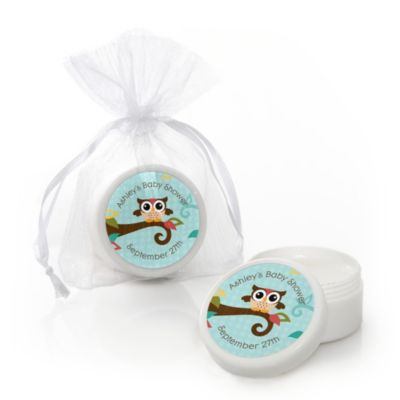 Owl - Look Whooo's Having A Baby - Personalized Baby Shower Lip Balm Favors