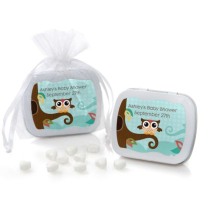 Owl - Look Whooo's Having A Baby - Personalized Baby Shower Mint Tin Favors