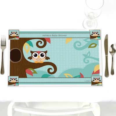 Owl - Look Whooo's Having A Baby  - Personalized Baby Shower Placemats