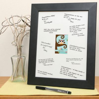 Owl - Look Whooo's Having A Baby - Personalized Baby Shower Signature Mat Gift