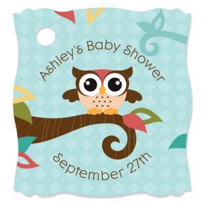 Owl - Look Whooo's Having A Baby - Personalized Baby Shower Tags - 20 ct