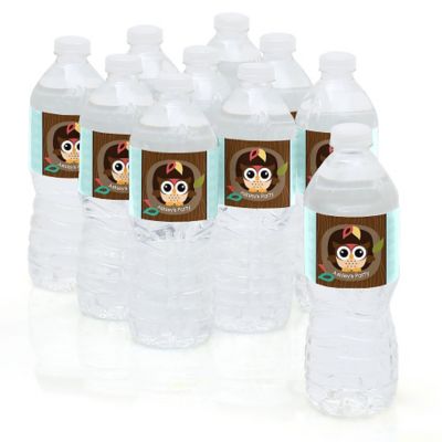 Owl - Look Whooo's Having A Baby - Personalized Baby Shower Water Bottle Label Favors
