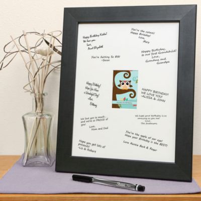 Owl - Look Whooo's Having A Birthday - Personalized Birthday Party Signature Mat Gift