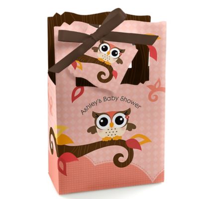 Owl Girl - Look Whooo's Having A Baby - Personalized Baby Shower Favor Boxes