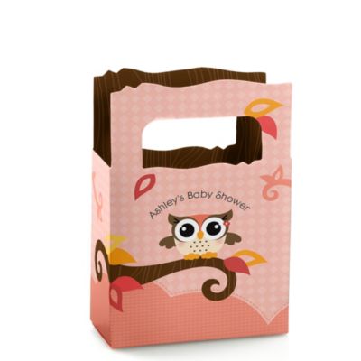 Owl Girl - Look Whooo's Having A Baby - Personalized Baby Shower Mini Favor Boxes