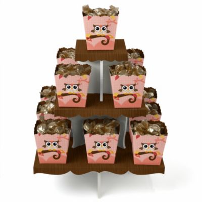 Owl Girl - Look Whooo's Having a Birthday - Birthday Party Candy Stand and 13 Candy Boxes