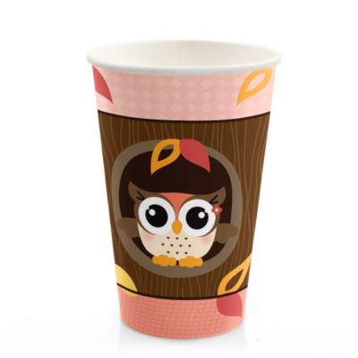 Owl Girl - Look Whooo's Having A Birthday - Birthday Party Hot/Cold Cups - 8 ct
