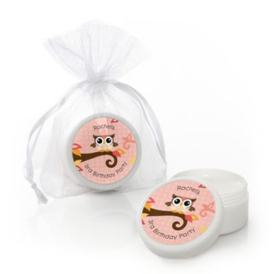 Owl Girl - Look Whooo's Having A Birthday - Personalized Birthday Party Lip Balm Favors