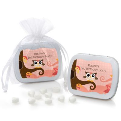 Owl Girl - Look Whooo's Having A Birthday - Personalized Birthday Party Mint Tin Favors