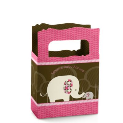Pink Baby Elephant - Personalized Baby Shower Mini Favor Boxes