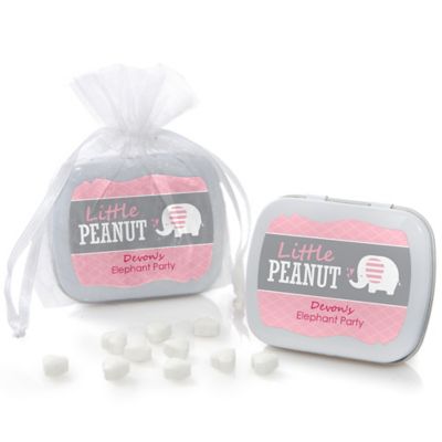 Pink Baby Elephant - Personalized Baby Shower Mint Tin Favors