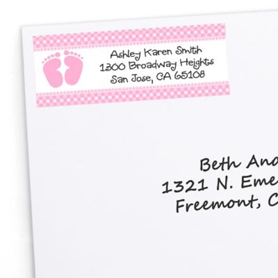 Baby Feet Pink - Personalized Baby Shower Return Address Labels - 30 ct