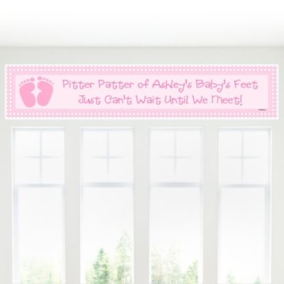 Baby Feet Pink - Personalized Baby Shower Banners 