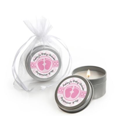 Baby Feet Pink  - Personalized Baby Shower Candle Tin Favors