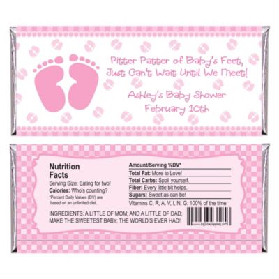 Baby Feet Pink - Personalized Baby Shower Candy Bar Wrapper Favors