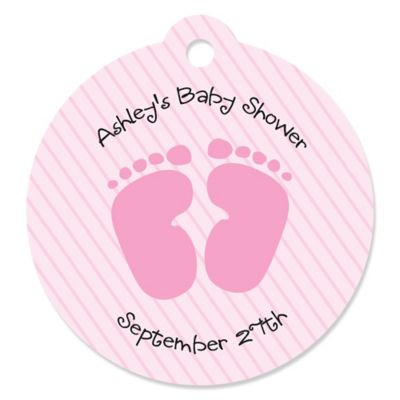 Baby Feet Pink - Personalized Baby Shower Tags - 20 ct