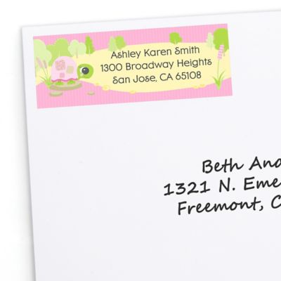 Pink Baby Turtle - Personalized Baby Shower Return Address Labels - 30 ct