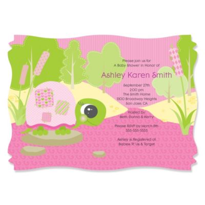 Pink Baby Turtle - Personalized Baby Shower Invitations