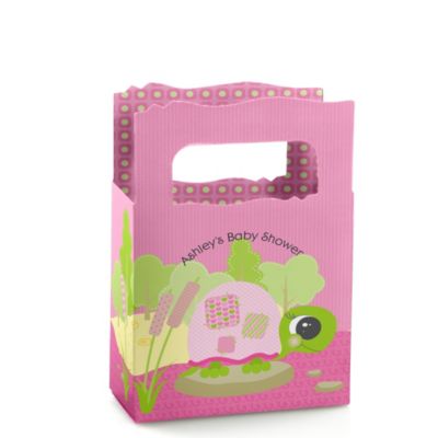 Pink Baby Turtle - Personalized Baby Shower Mini Favor Boxes